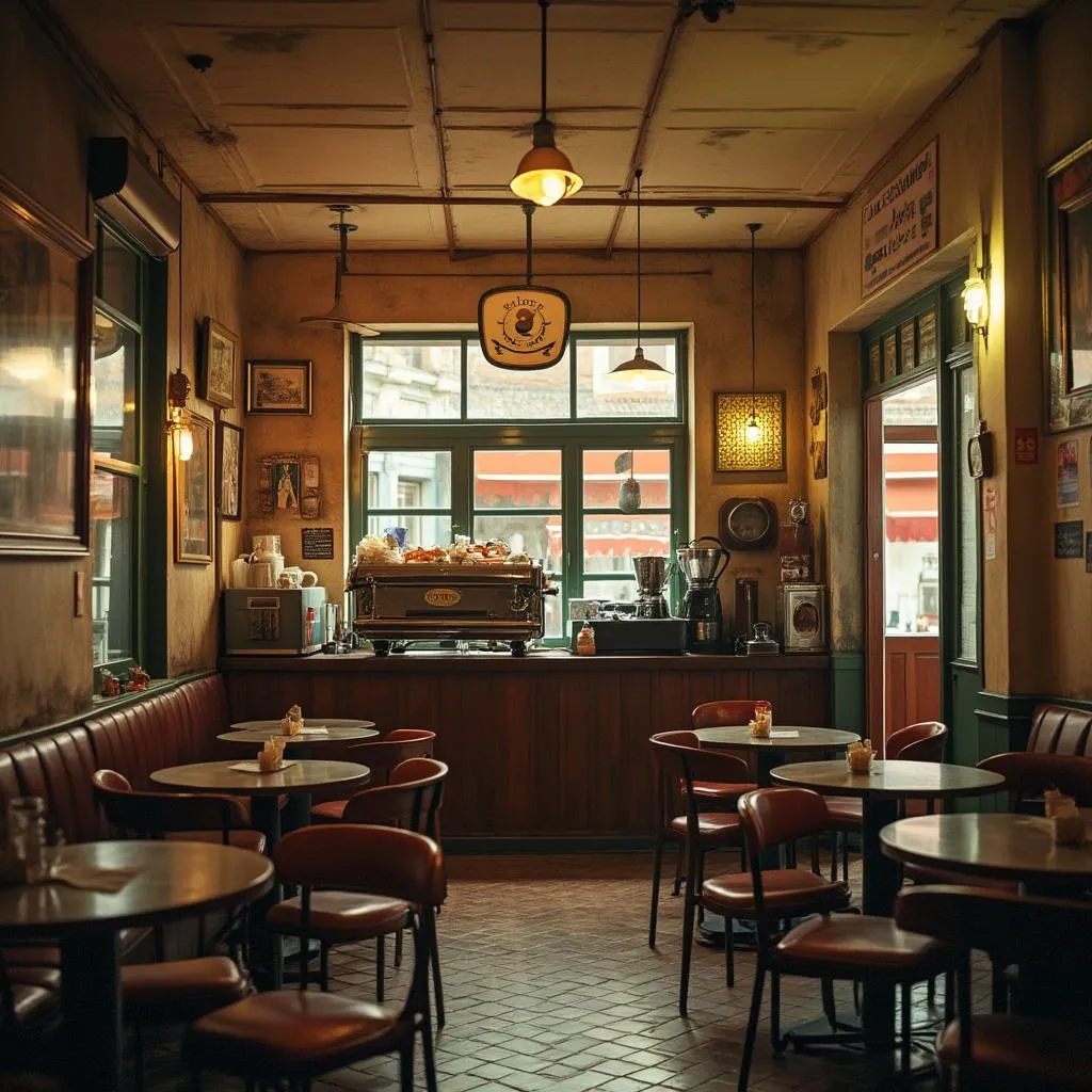 Cafetería retro dentro de estación