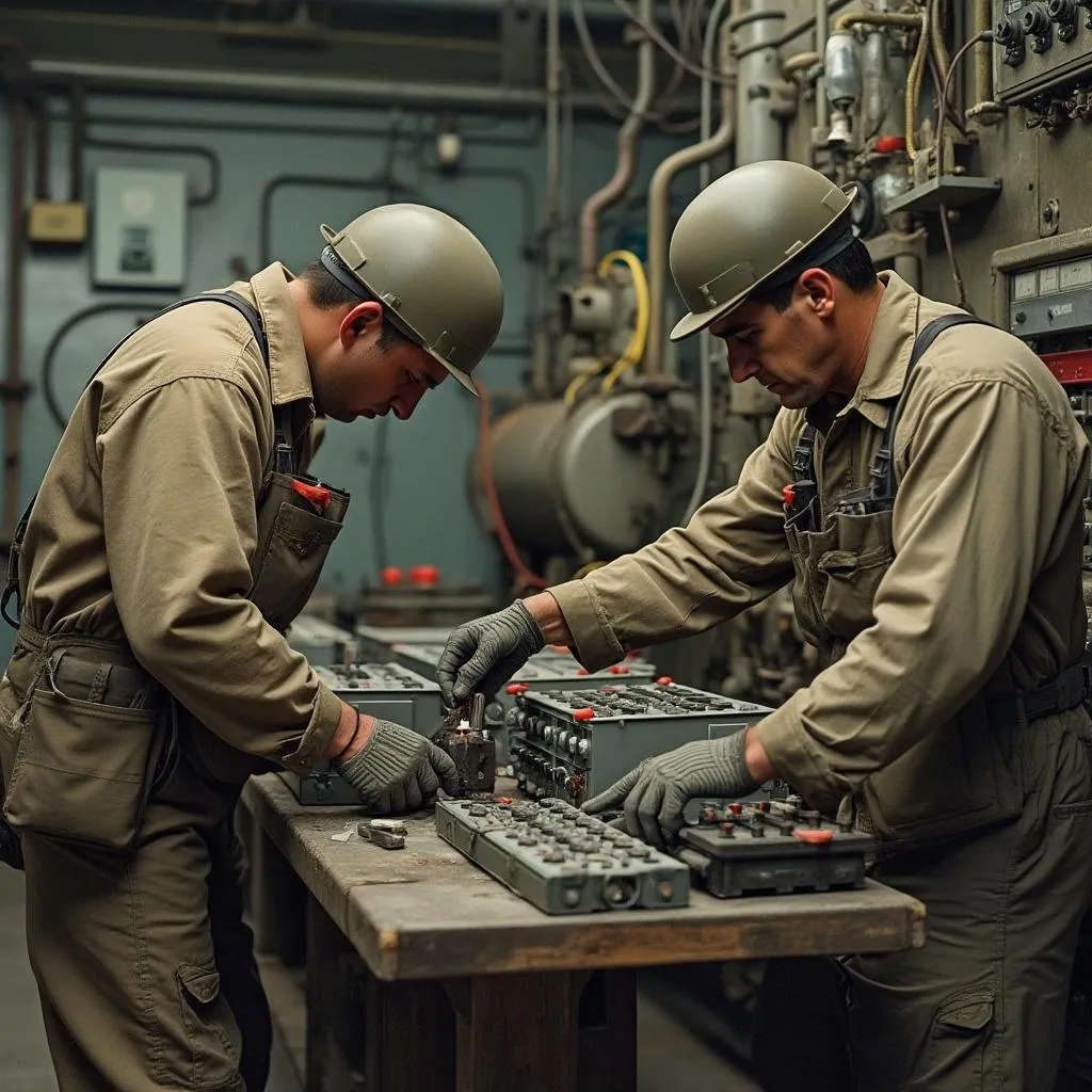 Equipo técnico instalando baterías